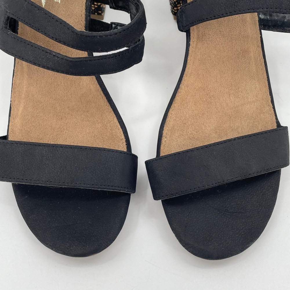 A2 Aerosoles Womens Sandals 8 Black EUC Heelrest Block Heel Woven Detail Strappy - Picture 7 of 11